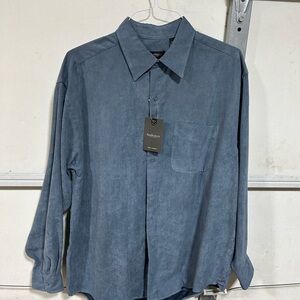 Men's Van Heusen Long Sleeve Soft Suede Button Shirt Pocket Large